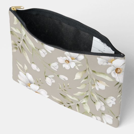 Small Magnolia Print Cosmetic Bag アクセサリーポーチ (見開き)
