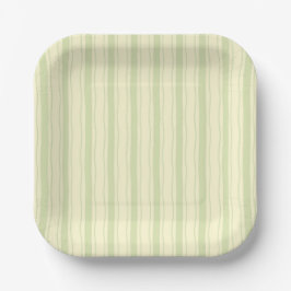 Small Minimalist Retro Yellow Green Wavy Stripes ペーパープレート