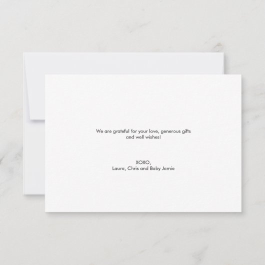 Small Modern Gold Script Custom 3 photo Baby サンキューカード (裏面)