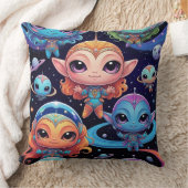 Small Multi-Coloured Aliens in Space クッション (ブランケット)