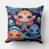 Small Multi-Coloured Aliens in Space クッション (正面)
