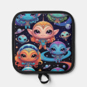 Small Multi-Coloured Aliens in Space 鍋敷き (正面)