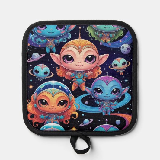 Small Multi-Coloured Aliens in Space 鍋敷き (正面)