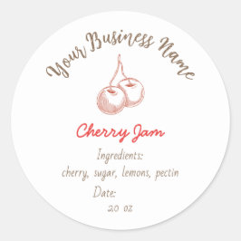 Small Organic Business Ingredients Cherry Jam ラウンドシール
