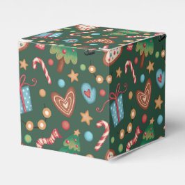 Small Party Favor Gift Box Green Christmas Pattern フェイバーボックス