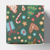 Small Party Favor Gift Box Green Christmas Pattern フェイバーボックス (上部)