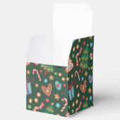 Small Party Favor Gift Box Green Christmas Pattern フェイバーボックス (オープン)