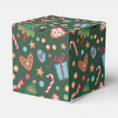 Small Party Favor Gift Box Green Christmas Pattern フェイバーボックス (裏面サイド)