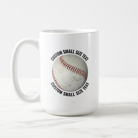 Small Personalized Text Baseball 15 oz. Custom コーヒーマグカップ (左)