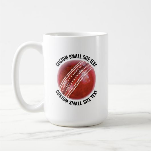 Small Personalized Text Cricket Ball 15 oz. Custom コーヒーマグカップ (左)