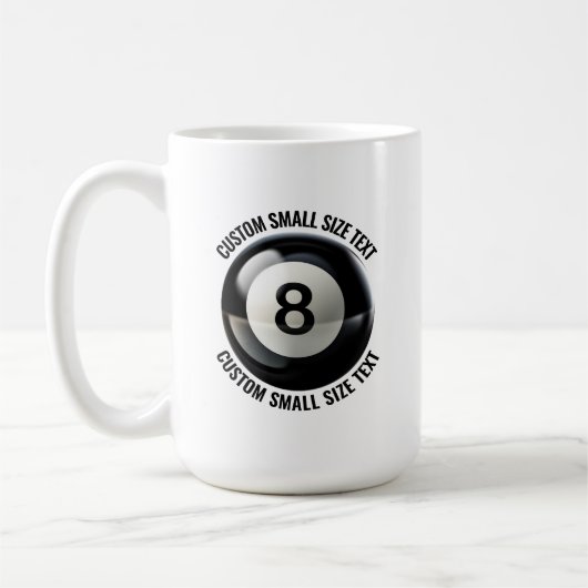 Small Personalized Text Pool 8 Ball 15 oz. Custom コーヒーマグカップ (左)