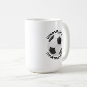 Small Personalized Text Soccer Ball 15 oz. Custom コーヒーマグカップ (正面右)
