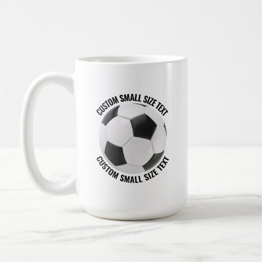 Small Personalized Text Soccer Ball 15 oz. Custom コーヒーマグカップ (左)