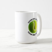Small Personalized Text Tennis Ball 15 oz. Custom コーヒーマグカップ (正面右)