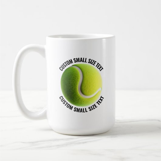 Small Personalized Text Tennis Ball 15 oz. Custom コーヒーマグカップ (左)
