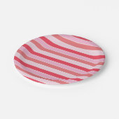 Small Pink and Coral Stripes ペーパープレート (アングル)