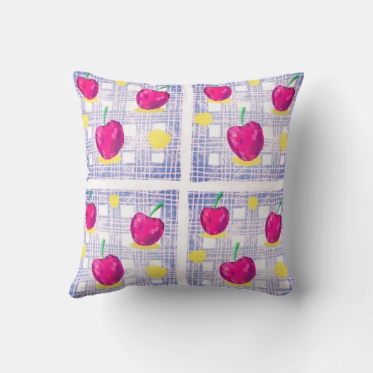 Small Pink Cherry Throw Pillow クッション (裏面)
