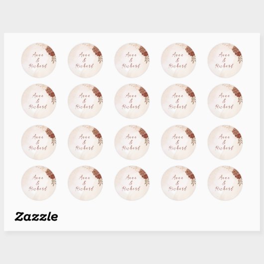 Small Round Wedding Sticker | Elegant Botanical  ラウンドシール (シート)