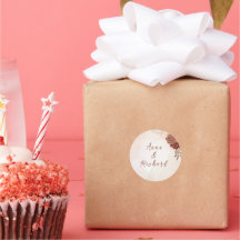 Small Round Wedding Sticker | Elegant Botanical 