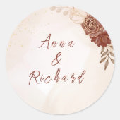 Small Round Wedding Sticker | Elegant Botanical  ラウンドシール (正面)