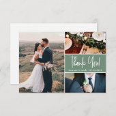 Small Sage green Custom Wedding photo collage サンキューカード (正面/裏面)