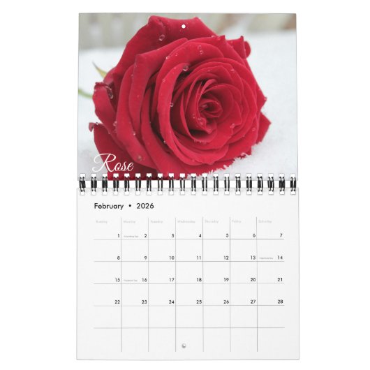 Small Size Beautiful Flowers Calendar カレンダー (2月 2026)