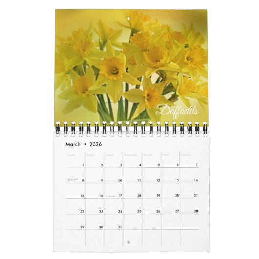 Small Size Beautiful Flowers Calendar カレンダー (3月 2026)