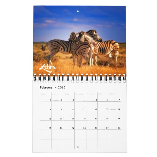 Small Size Exotic Animals Calendar カレンダー (2月 2026)