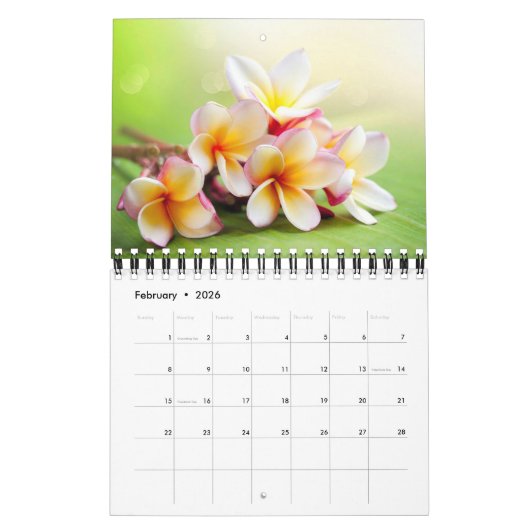 Small Size Exotic Flowers Calendar カレンダー (2月 2026)