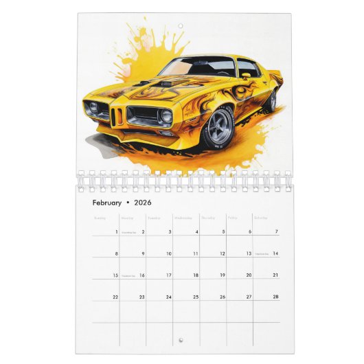 Small Size Hot Rods Calendar カレンダー (2月 2026)
