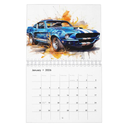 Small Size Hot Rods Calendar カレンダー (1月 2026)