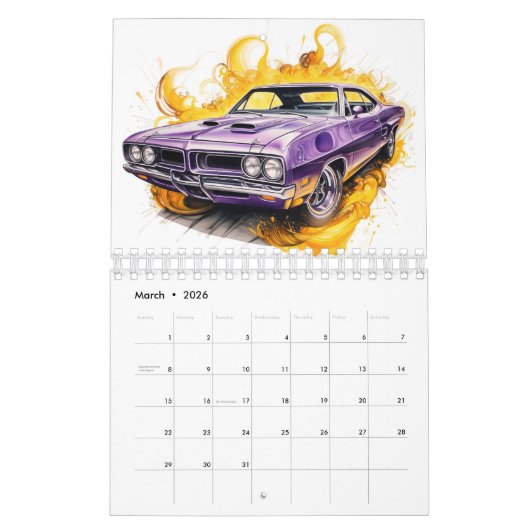 Small Size Hot Rods Calendar カレンダー (3月 2026)