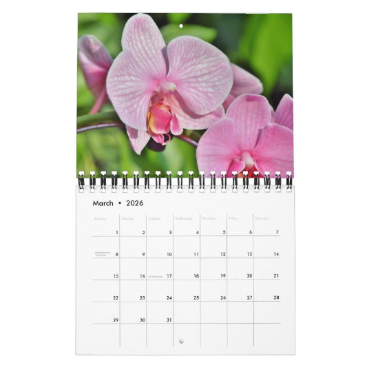 Small Size Orchids Calendar カレンダー (3月 2026)