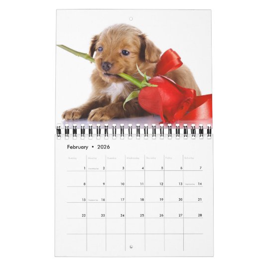 Small Size Puppy Love Calendar カレンダー (2月 2026)