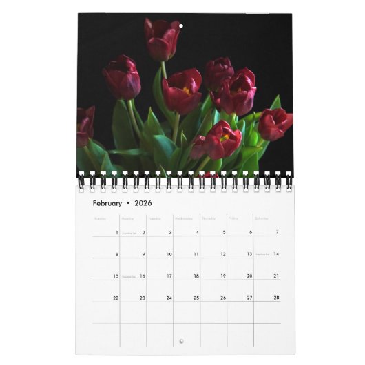 Small Size Tulips Calendar カレンダー (2月 2026)