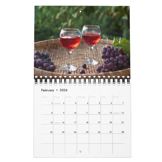 Small Size Wine Lovers Calendar カレンダー (2月 2026)