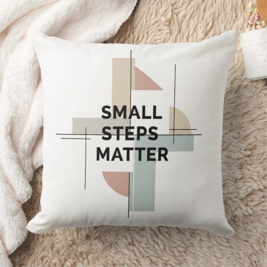 Small Steps Matter Geometric Throw Pillow クッション (ブランケット)