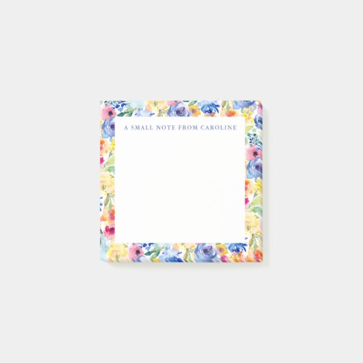 Small Sticky Notepad Colorful Watercolor Floral ポストイット (正面)
