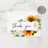 Small Sunflower Artstyフローラ – ホワイト2ありがとう ノートカード (正面/裏面インサイチュ)