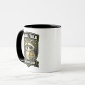 Small Talk Survivor Funny Raccoon Shirt マグカップ (正面左)