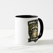 Small Talk Survivor Funny Raccoon Shirt マグカップ (正面右)