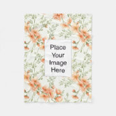 Small Throw Blanket, Peach Flowers, Add Name/Pic フリースブランケット (正面)