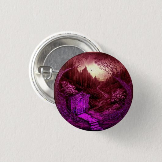 Small Unique Cabin Set Along A Stream 缶バッジ (正面&裏面)