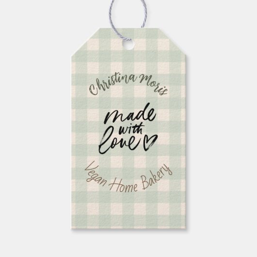 Small Vegan Home Bakery Made with love Pattern ギフトタグ (正面)