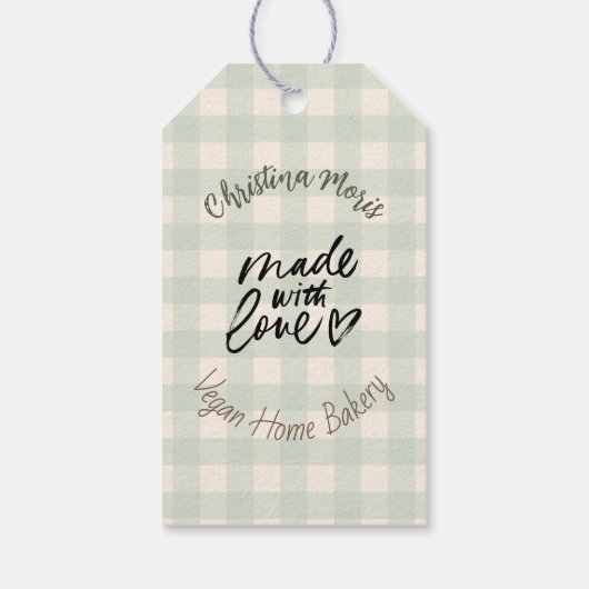 Small Vegan Home Bakery Made with love Pattern ギフトタグ (裏面)