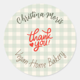 Small Vegan Home Bakery Thank You Pattern ラウンドシール