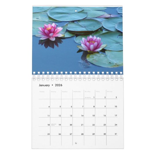 Small Water Lilies Calendar 2026 カレンダー (1月 2026)