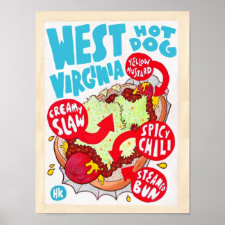 Small West Virginia Hot Dog Poster ポスター