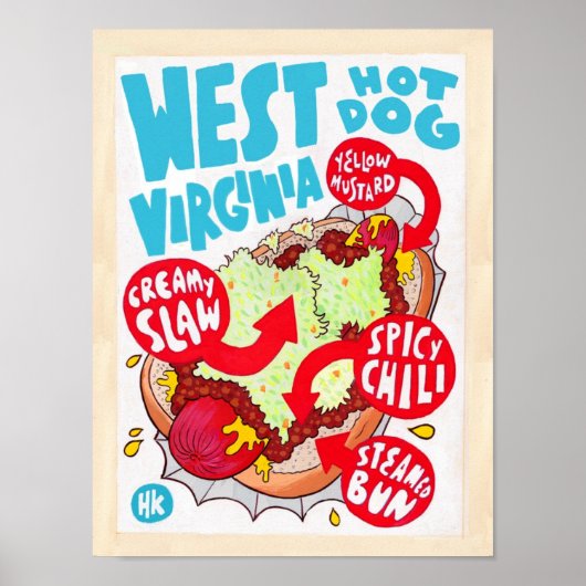 Small West Virginia Hot Dog Poster ポスター (正面)