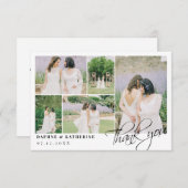 Small Whiteの結婚Photo Collage Script Thank You サンキューカード (正面/裏面)